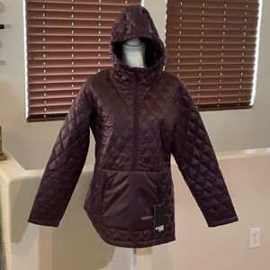 Purple Quilted Puffer Jacket with Hood